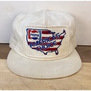 Vtg Pepsi America's Hometown Choice USA Made White Mesh Snapback Adjustable